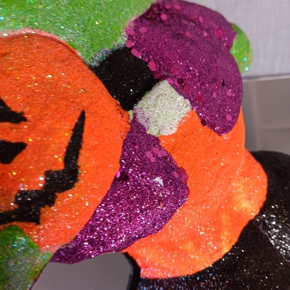 Halloween Frankenstein 12.25” Prop Decor Figure Hard Foam Glittered Pumpkin Goth - Picture 6 of 11